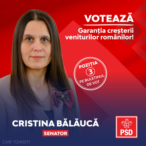 Cristina Balauca candidează pentru Parlament din partea PSD Botoșani