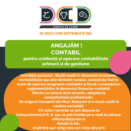 Doly Com Distributie Botoșani angajează contabil