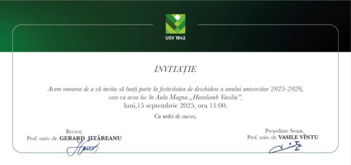 USV Iași deschide noul an universitar cu ceremonie în Aula Magna