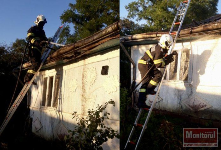 Incendiu la acoperișul unei case din satul Buimăceni, intervenție promptă a pompierilor