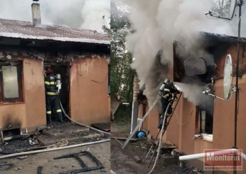 Incendiu la un canton din Bucecea, clădire distrusă complet de flăcări
