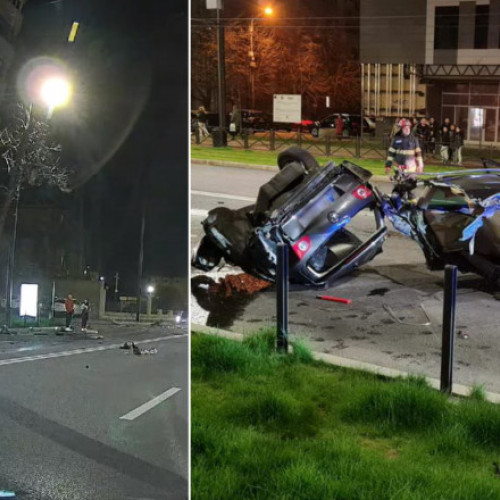 Tânărul din Oradea a scăpat miraculos dintr-un accident rutier, în ciuda faptului că mașina sa a fost tăiată în două. Momentul impresionant în care reușește să iasă din autoturism.