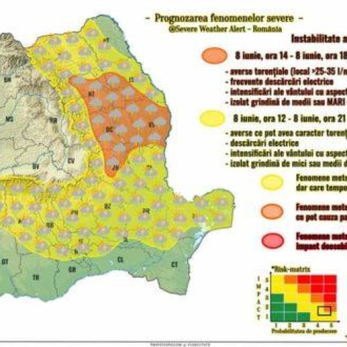 Cod galben de instabilitate atmosferică în jumătatea vestică a județului Botoșani